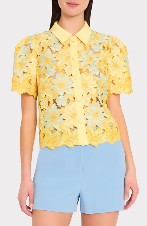 Addison Floral Lace Button-Up Shirt