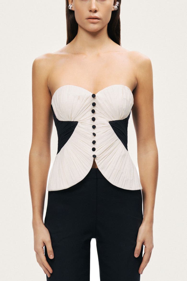 Structured Strapless Contrast Bustier Top, Alternate, color, Multi-Colored