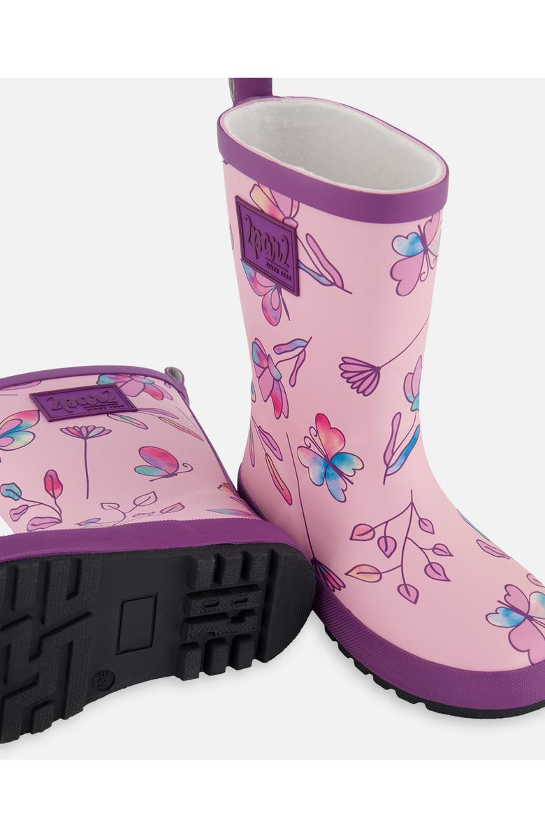 Deux par Deux Baby Girl's Printed Rain Boots Lilac And Multicolored Butterfly, Alternate, color,