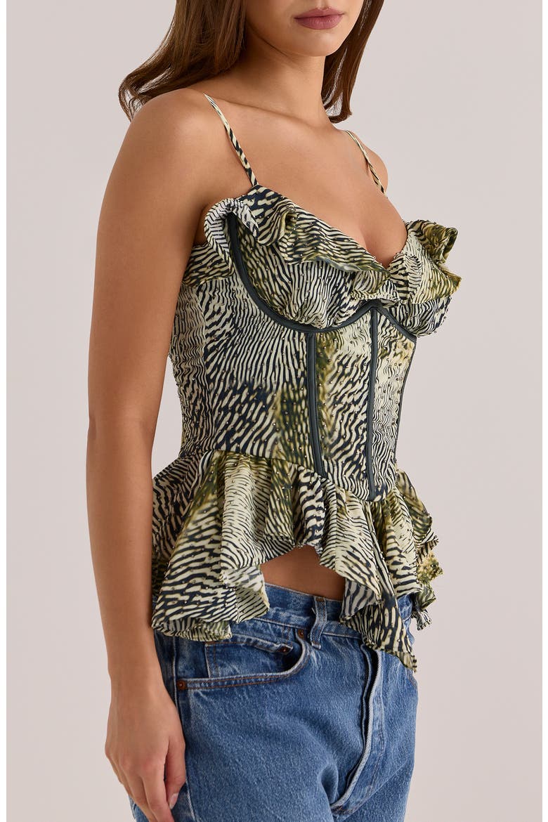 Alexandria Beaded Peplum Top, Alternate, color, ANIMAL PRINT
