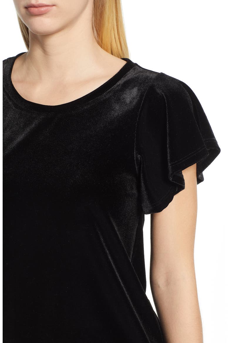 Gibson x Glam Squad Velvet Flutter Sleeve Shirt (Nordstrom Exclusive), Alternate, color, BLACK