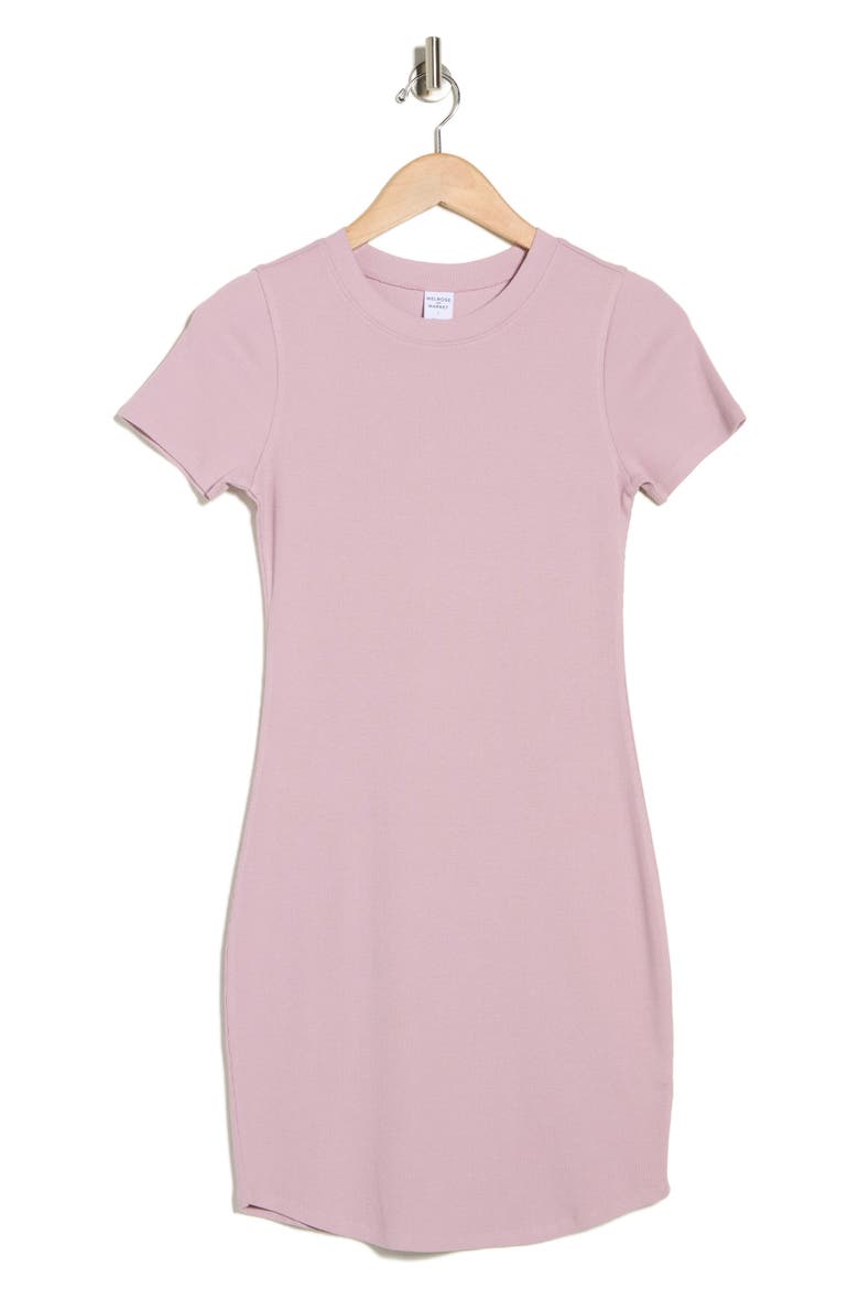 Short Sleeve Crewneck Mini Dress, Alternate, color, PURPLE SHADE