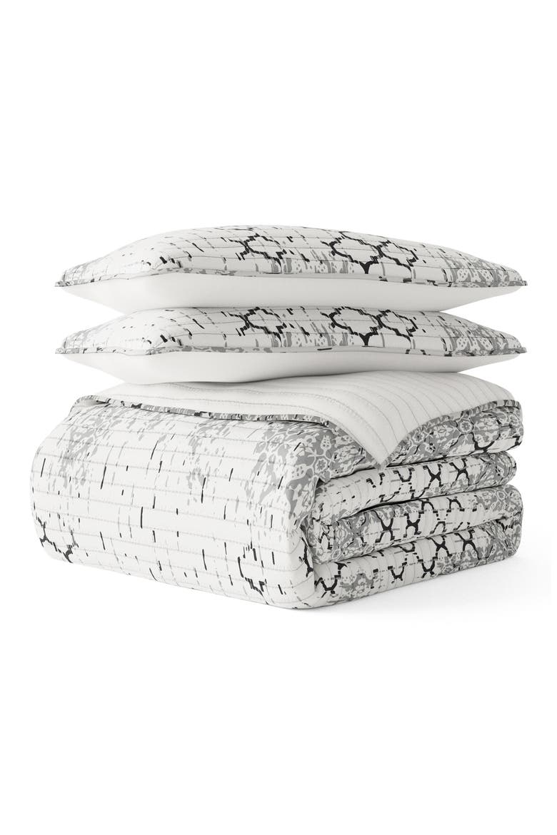 All Season Reversible Down Alternative Quilt & Sham Set, Main, color, LIGHT GRAY