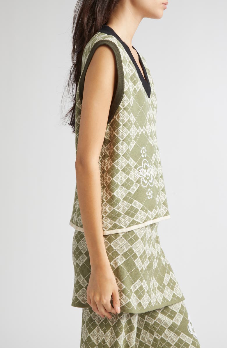 YanYan Argyle Stretch Organic Cotton Vest, Alternate, color, Army