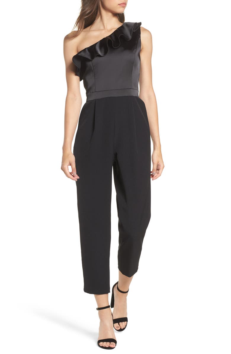 Maggy London One-Shoulder Jumpsuit, Main, color, 