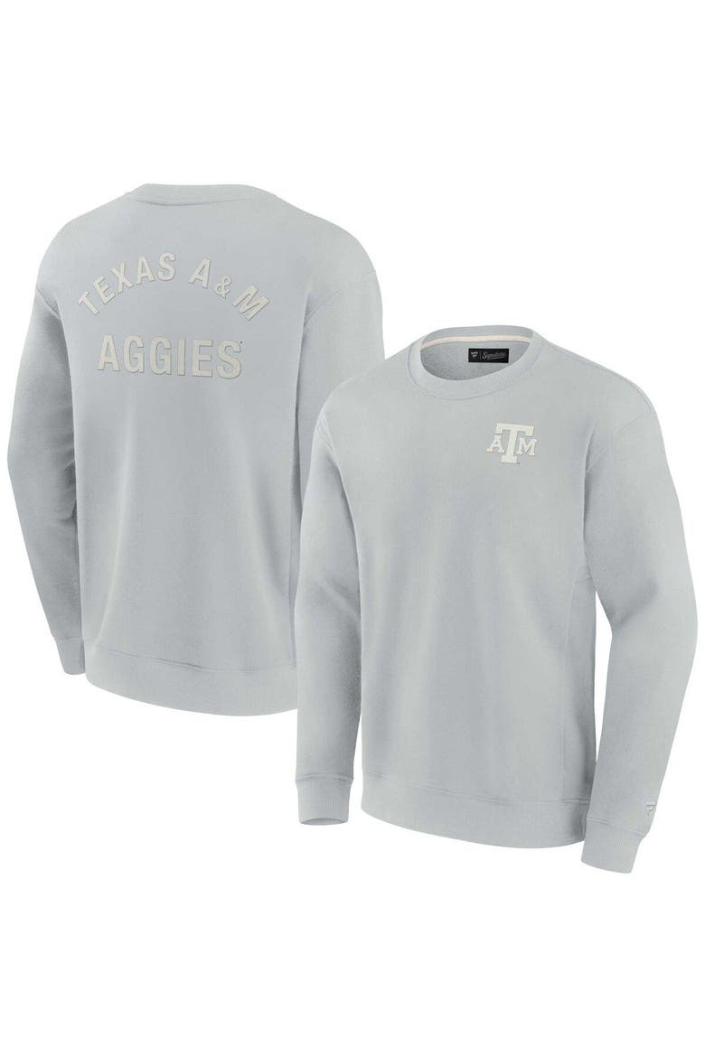 Unisex Fanatics Signature Gray Texas A&M Aggies Super Soft Pullover Crew Sweatshirt, Main, color, Gray