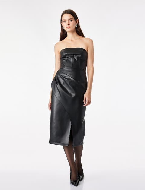 Faux Leather Wrap Corset Dress