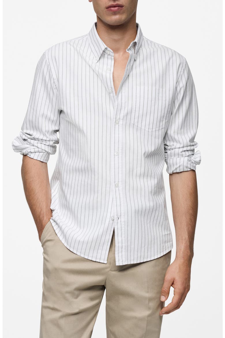 Kodak Stripe Regular Fit Poplin Button-Down Shirt, Main, color, WHITE