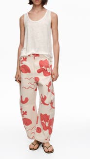 Bimba y Lola Barrel-Leg Cotton Ankle Trousers