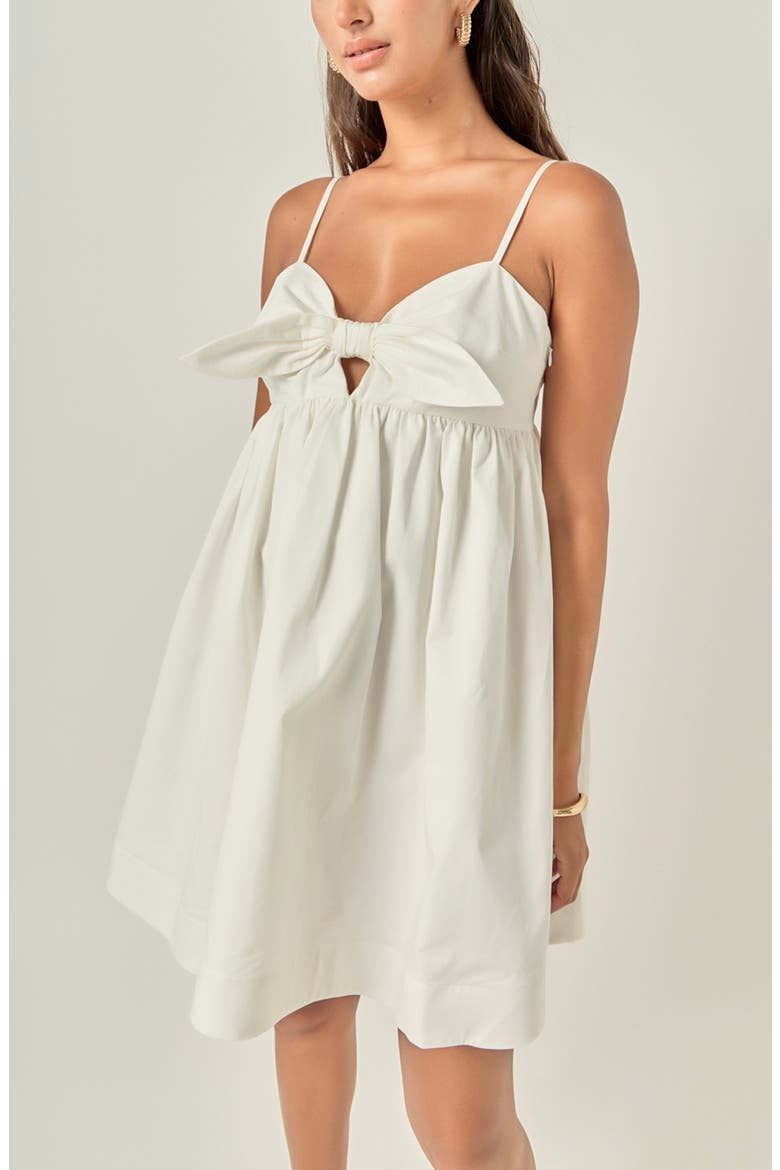 Bow Front Babydoll Minidress, Alternate, color, OFF WHITE