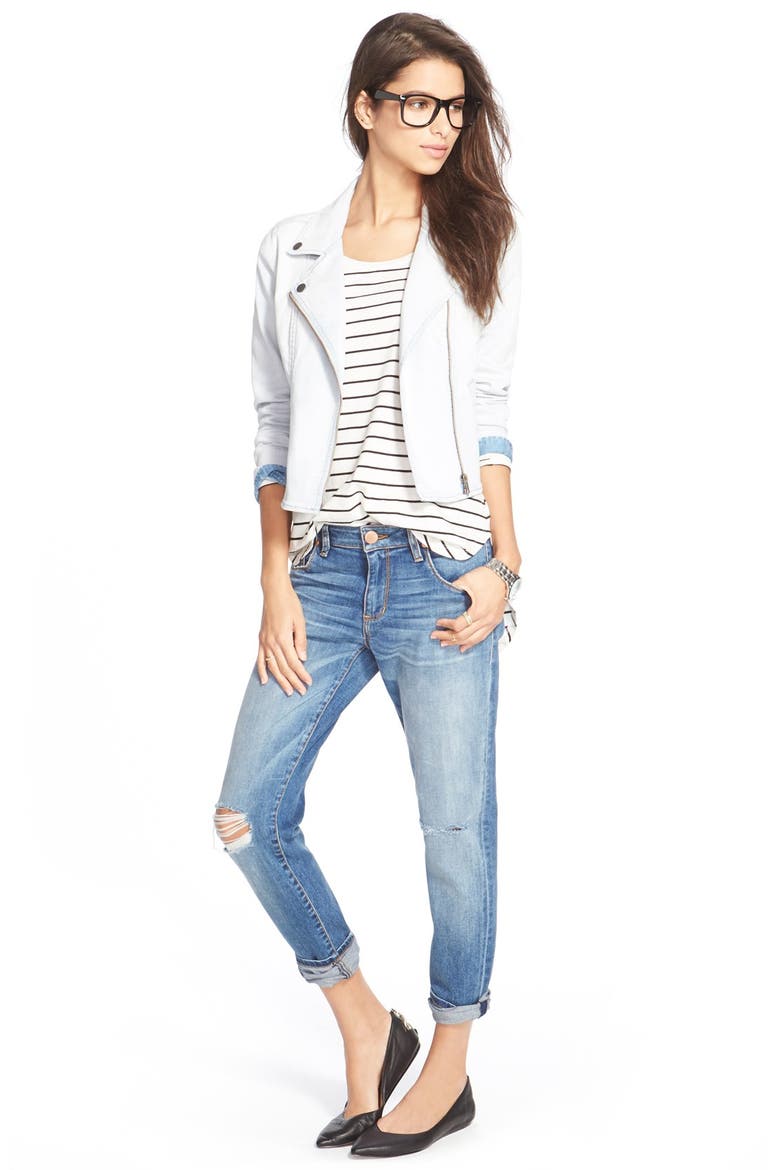 Stripe High/Low Tee, Alternate, color, IVORY EGRET TAWNY STRIPE