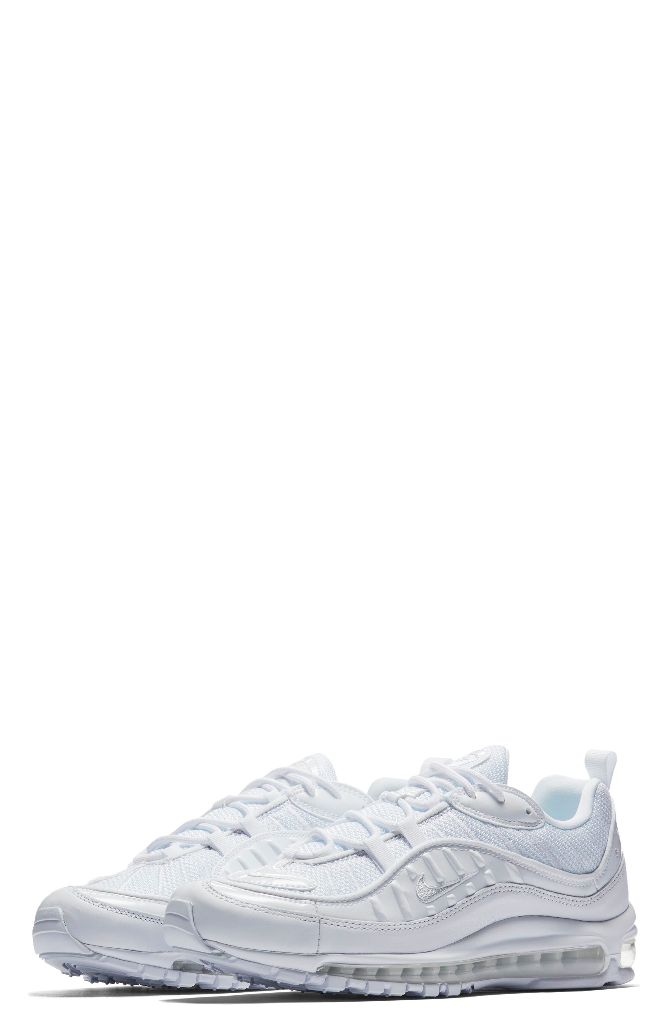 Air Max 98 Sneaker, Main, color, WHITE/ PLATINUM/ BLACK/ SILVER