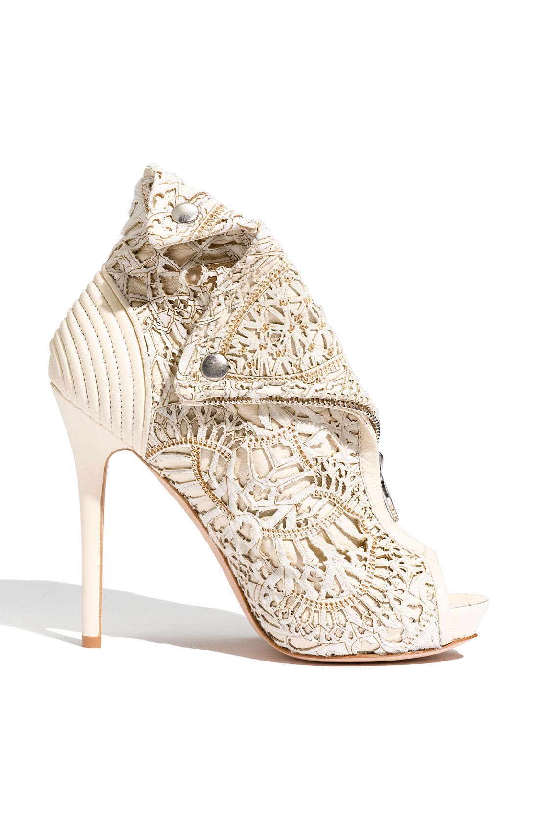 Alexander McQueen Laser Cut Bootie, Alternate, color, JASMINE/ IVORY
