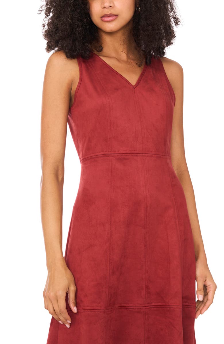 Vince Camuto Faux Suede Fit & Flare Dress, Alternate, color, Rustic