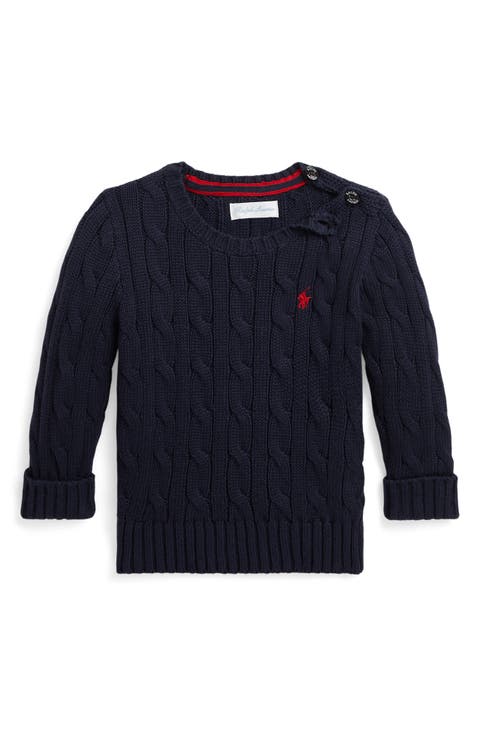 Cotton Cable Crewneck Sweater (Baby)