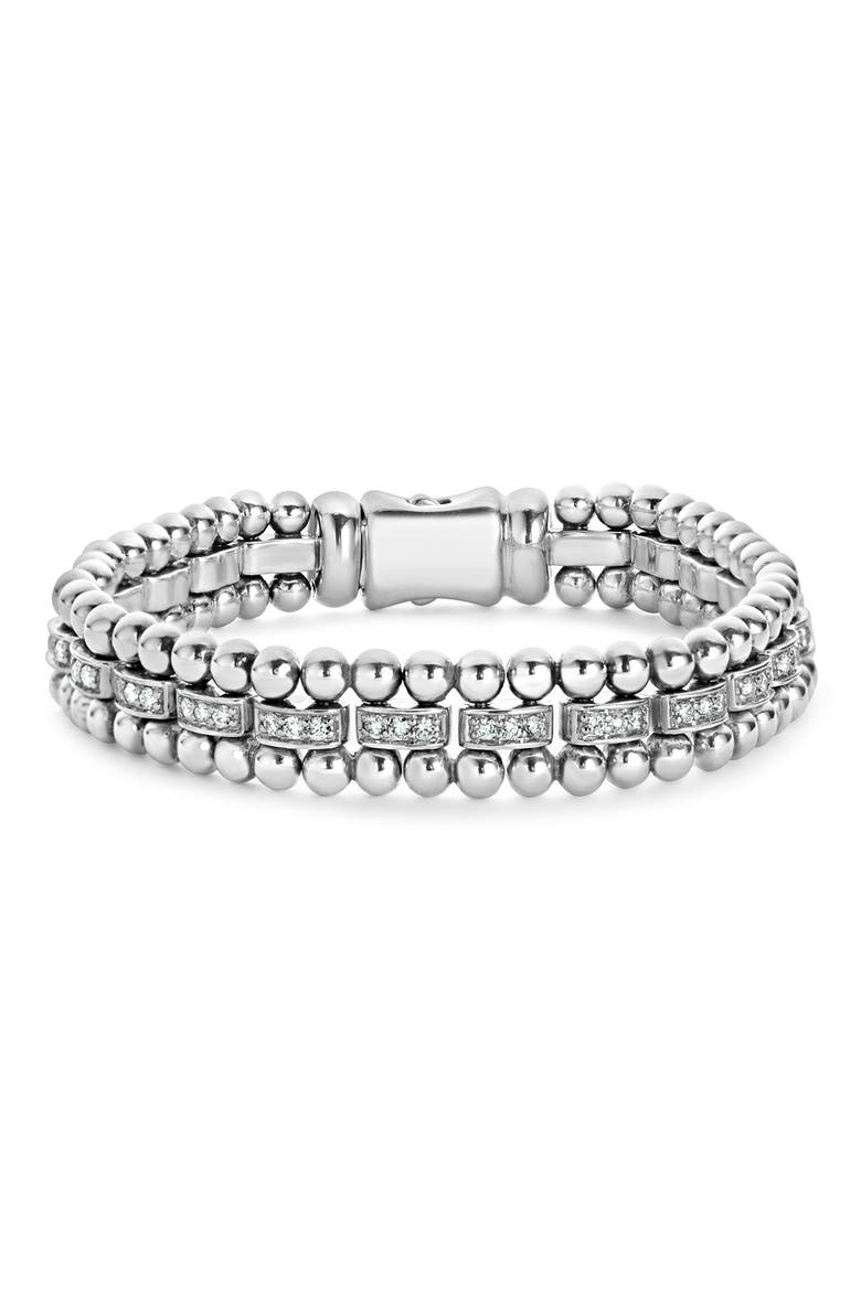 Caviar Spark Pavé Diamond Bracelet, Main, color, SILVER/DIAMOND