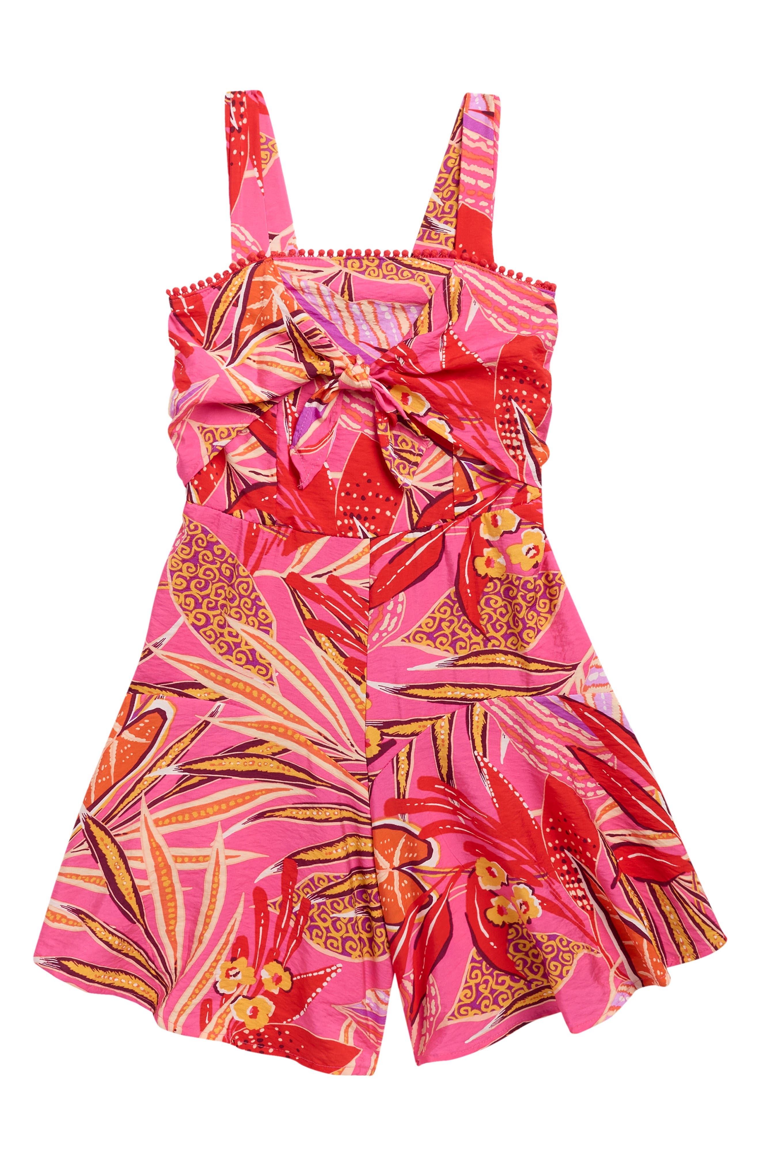 Ava & Yelly Kids' Knot Front Ruffle Romper