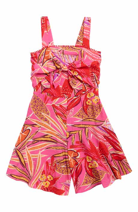 Ava & Yelly Kids' Knot Front Ruffle Romper