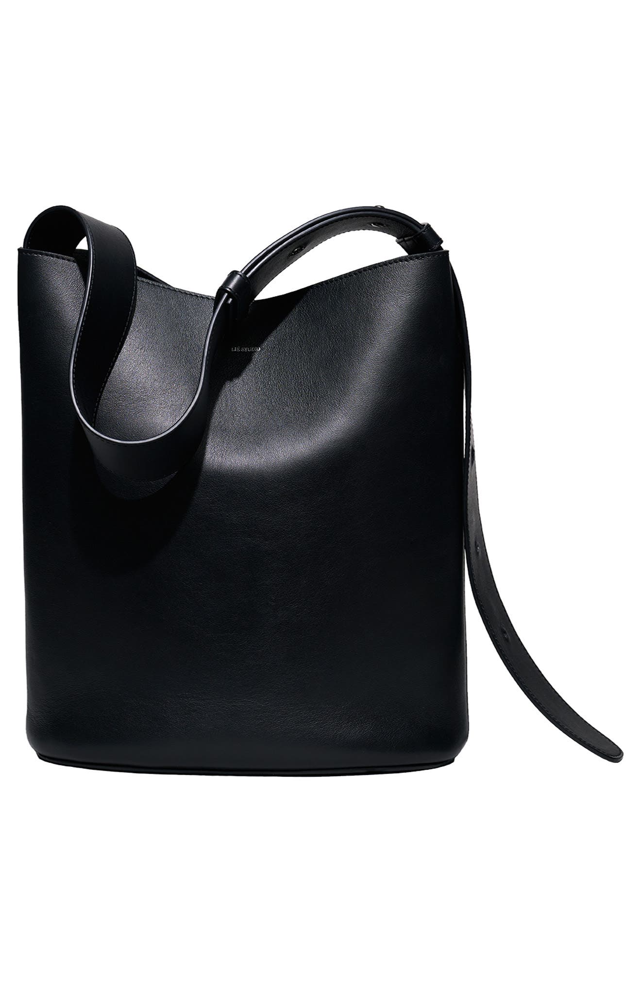 Lié Studio Norma Leather Bucket Tote, Alternate, color, Solid Black
