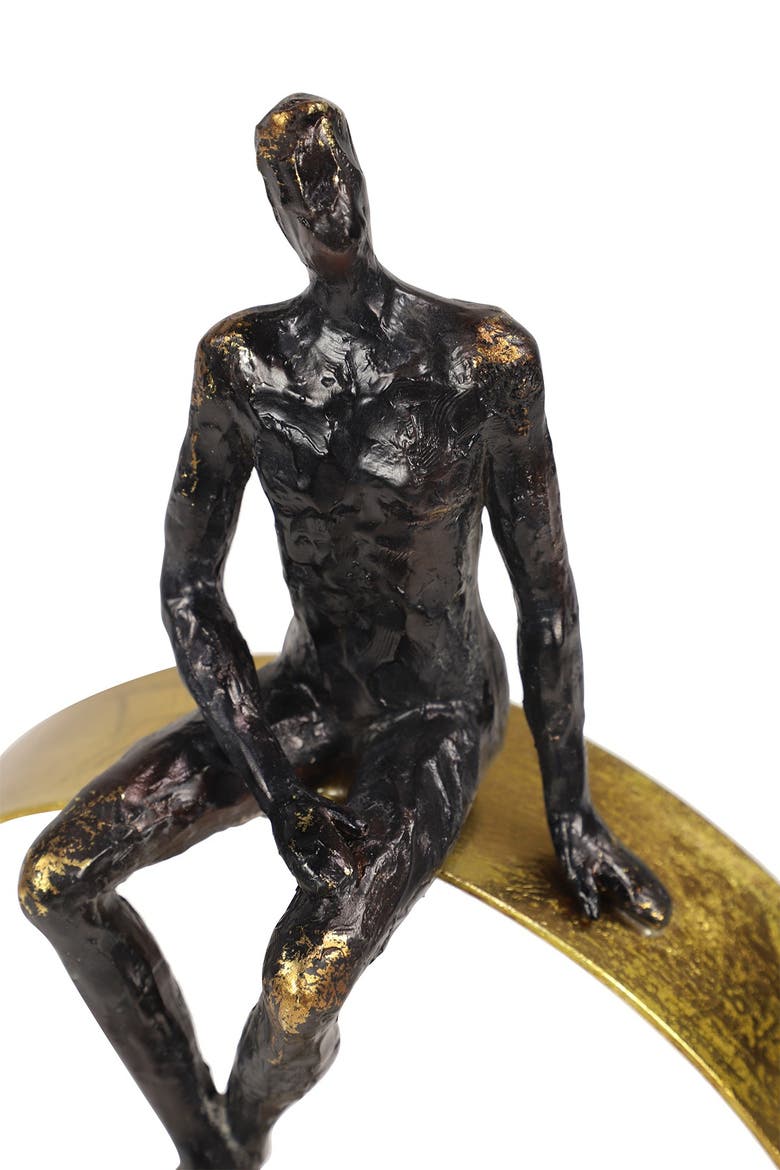 Black Polystone Modern People Sculpture, Alternate, color, BLACK