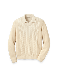 Paul Fredrick Cotton Cable V-neck Polo