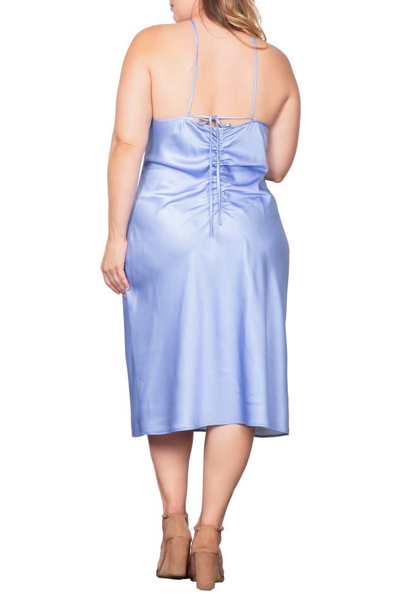Satin Midi Dress, Alternate, color, GLACIAL BLUE