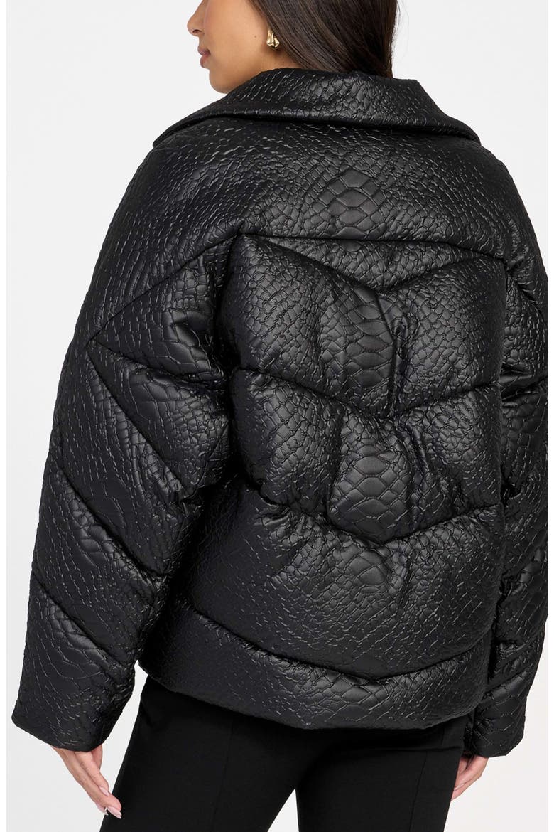 Estella Quilted Puffer Jacket with Faux Fur Trim, Alternate, color, BLACK