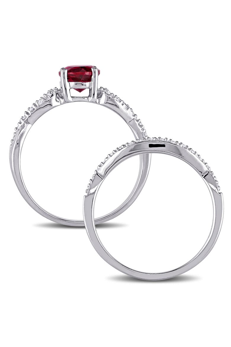Lab-Created Ruby & Diamond Bridal Ring Set, Alternate, color, Created Ruby