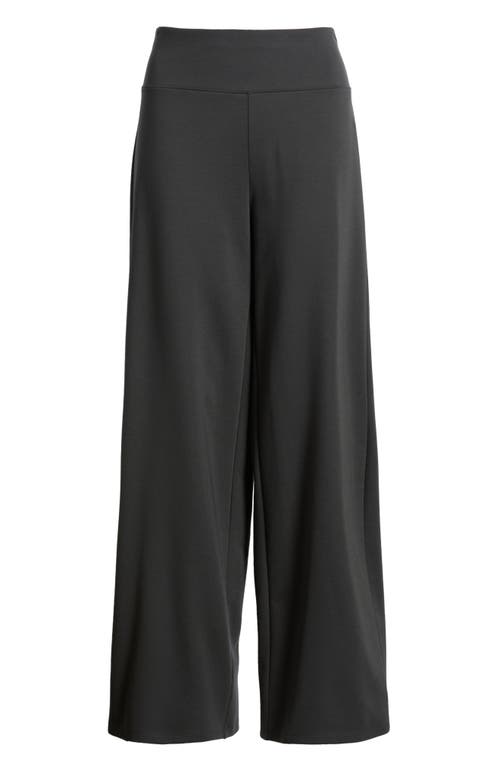 Eileen Fisher Flex Pintuck Double Knit Ponte Wide Leg Pants In Black