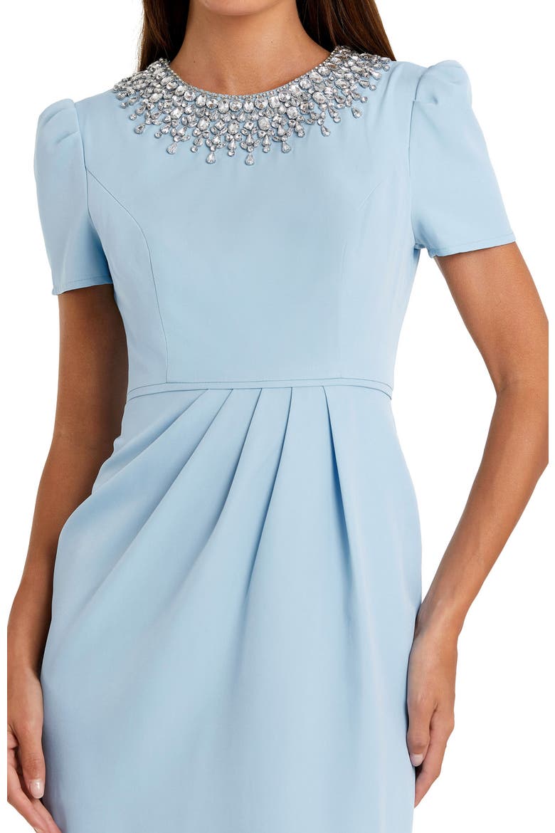 Hand Embellished Rhinestone Neckline Column Dress, Alternate, color, French Blue