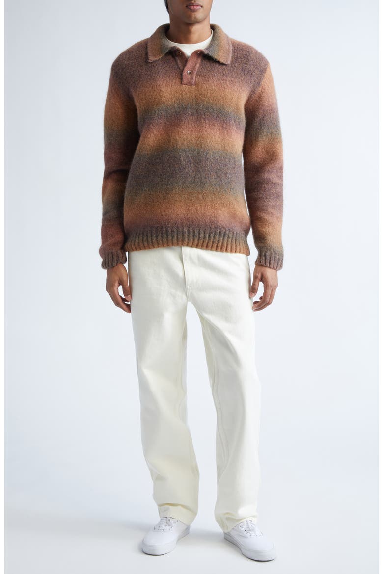 Baby Alpaca & Merino Wool Blend Polo Sweater, Alternate, color, BROWN