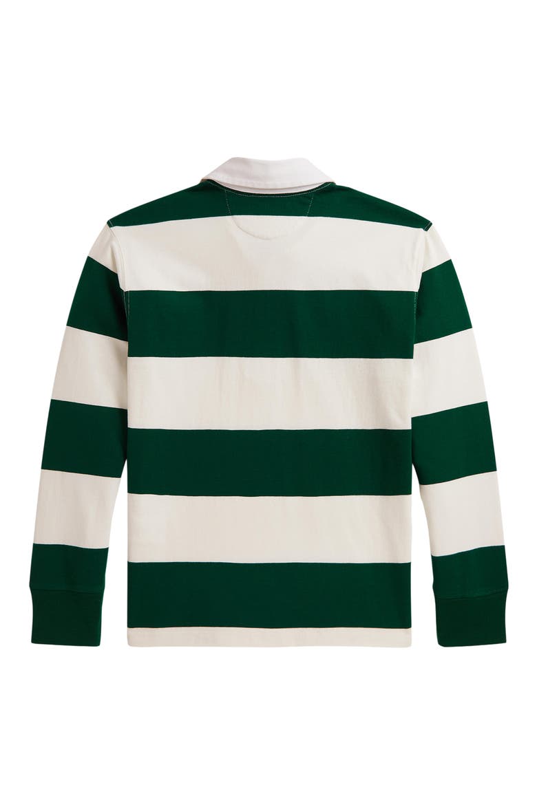 Kids' Stripe Rugby Shirt, Alternate, color, HUNTER GREEN/ NEVIS
