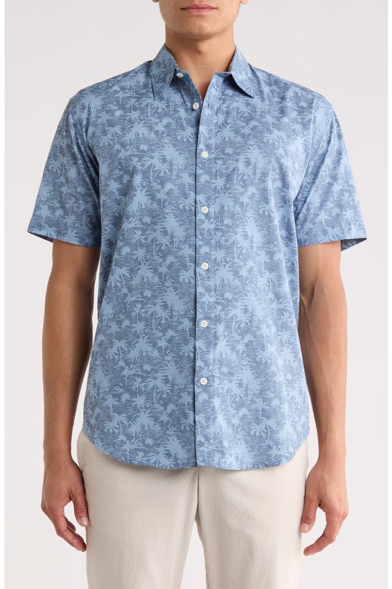 Short Sleeve Woven Shirt, Main, color, DARK BLUE