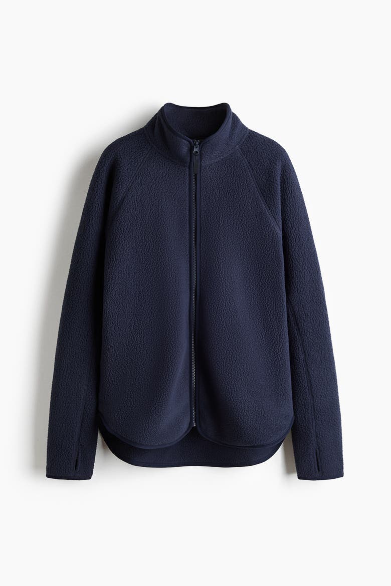 Teddy Fleece Activewear Jacket, Alternate, color, Navy blue