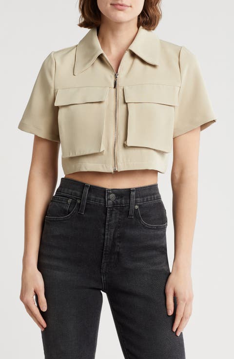 Barcelona Short Sleeve Crop Utility Jacket