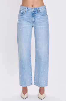 Lexi Distressed Studded Crop Barrel Jeans