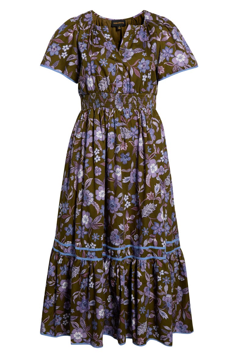 Ordy Floral Print Maxi Dress, Alternate, color, OLIVE-LAVENDER