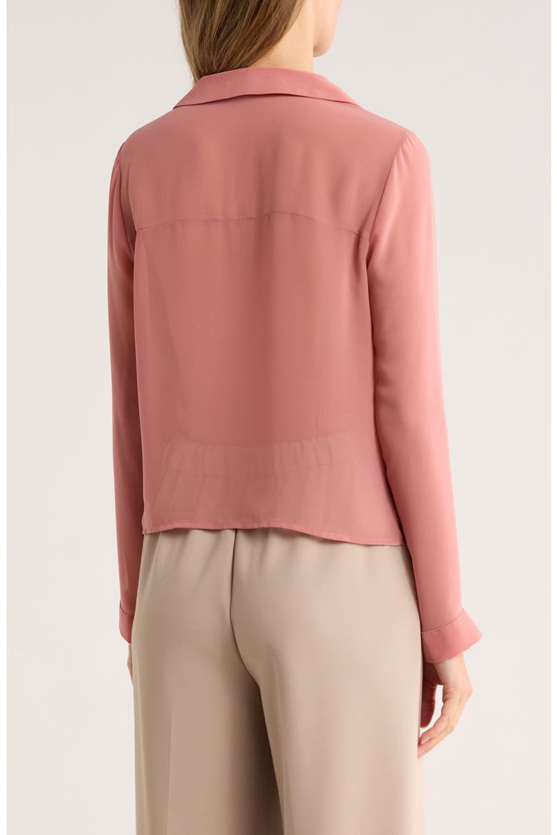 Print Long Sleeve Crop Blouse, Alternate, color, ROSE PINK
