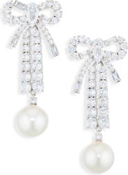 Nadri Melody Cubic Zirconia Bow Linear Drop Earrings