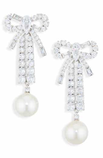 Melody Cubic Zirconia Bow Linear Drop Earrings