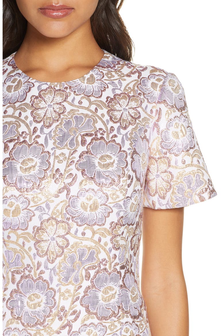 Gail Brocade Sheath Minidress, Alternate, color, LILAC VERBENA BLOOMING FLORAL