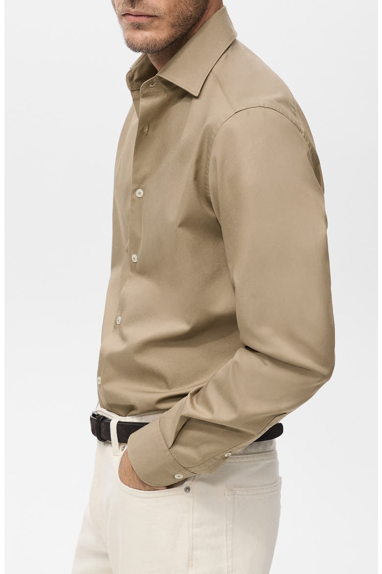 Slim Fit Cotton & Lyocell Button-Up Shirt, Alternate, color, BROWN