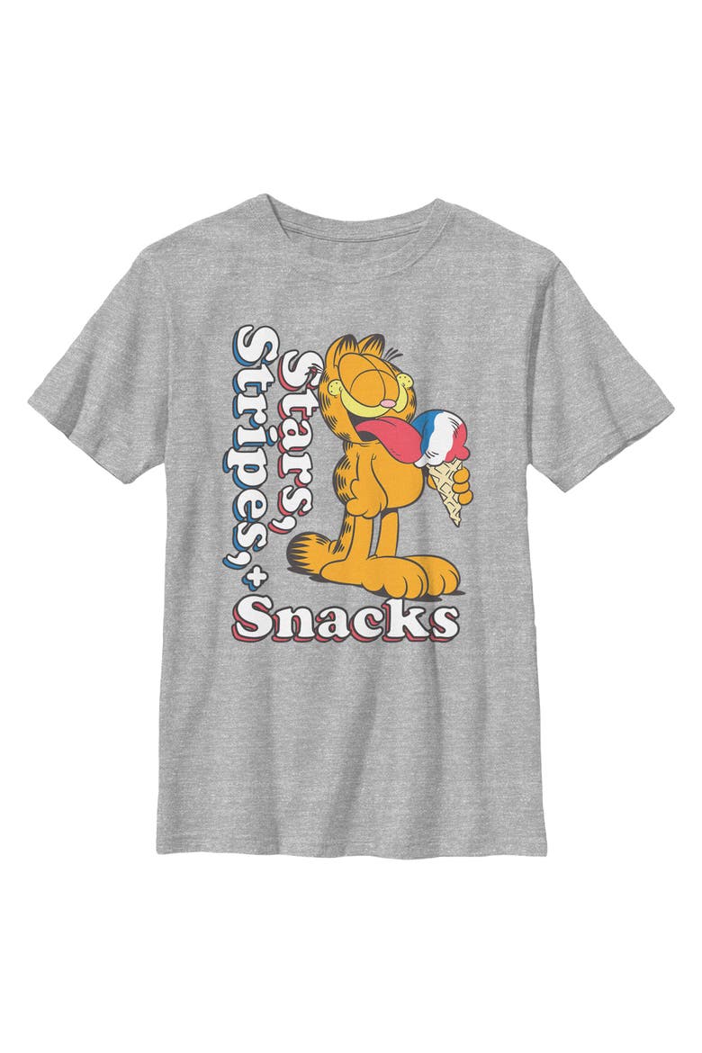 Boy's Garfield Stars Stripes and Snacks  Graphic T-Shirt, Main, color, Sport Grey