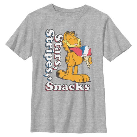 Boy's Garfield Stars Stripes and Snacks  Graphic T-Shirt