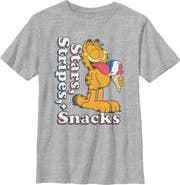 Garfield Boy's Garfield Stars Stripes and Snacks Graphic T-Shirt