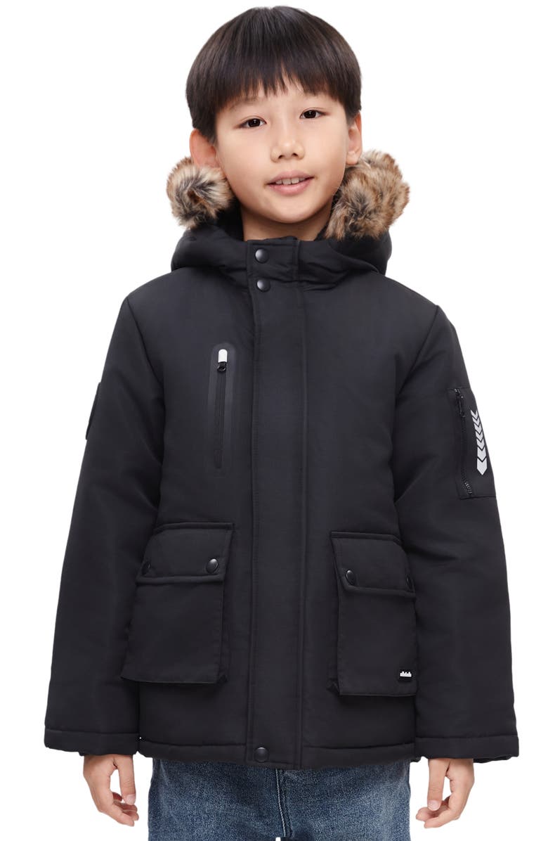 Rokka&Rolla Kids' Parka Jacket with Insulated Hood, Main, color, Black