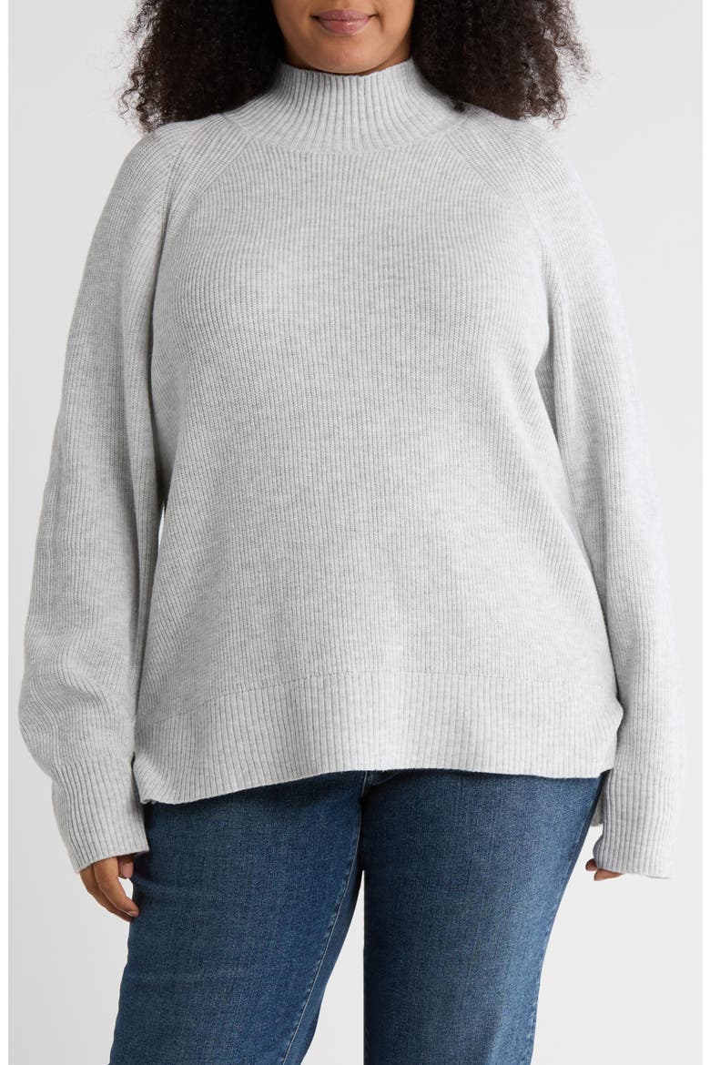 Mock Neck Raglan Sleeve Sweater, Main, color, GREY LIGHT HEATHER