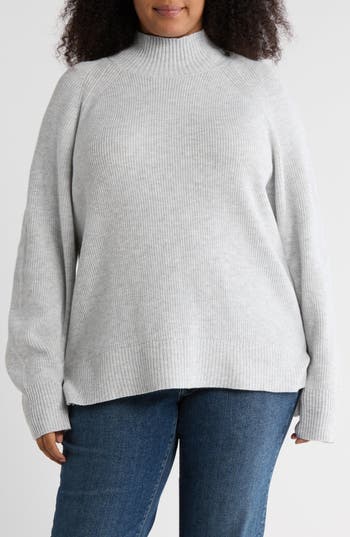 Nordstrom Rack Mock Neck Raglan Sleeve Sweater In Gray