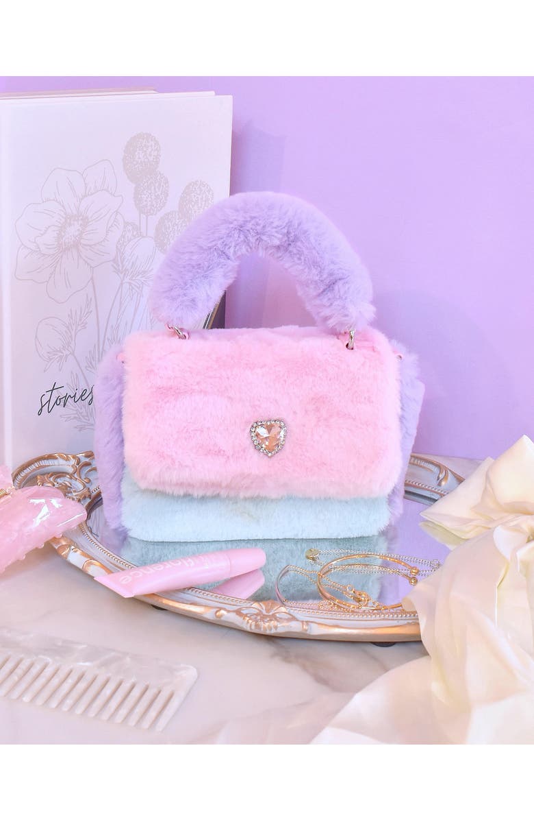 OMG Accessories Kids' Heart Faux Fur Crossbody Bag, Alternate, color,