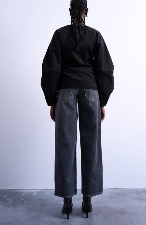 Topshop Cinch Low Rise Relaxed Jeans In Gray